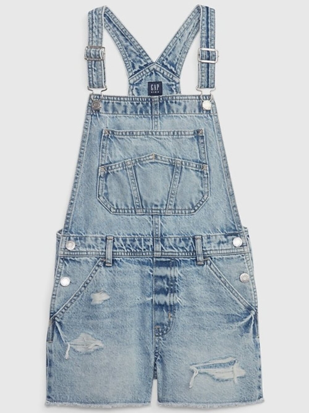 GAP Girls Denim Short Overalls Distressed Size M